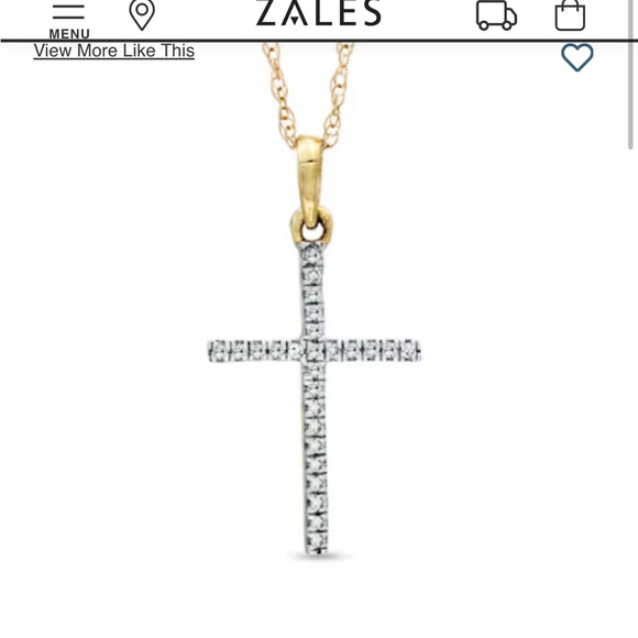 SOLD Zales NWOT diamond cross pendant necklace WITH 10K Gold mariner chain 1.7mm - Picture 1 of 7